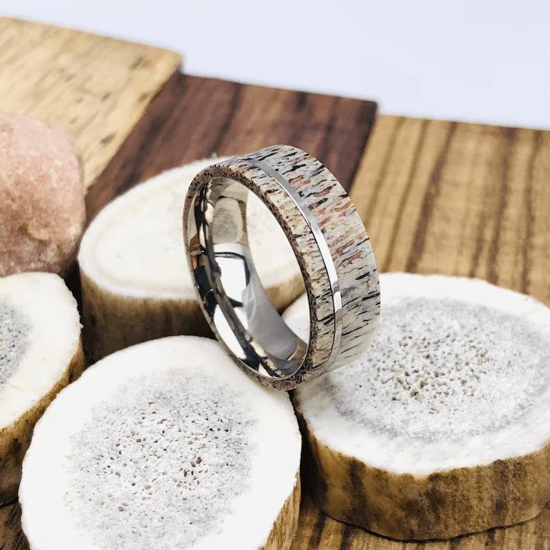 Whiskey Barrel Wood Inlay Wedding Band