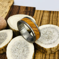 Olive Wood Pure Tungsten Wedding Rings