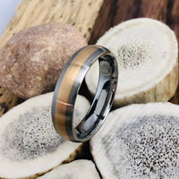 rose gold and tungsten ring